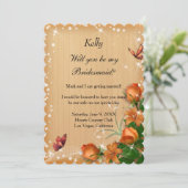 Rustige houten vlinder Bridesmaid Kaart (Staand voorkant)