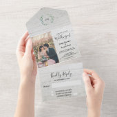 Rustige houten waterverf vertrekt bruiloft all in one uitnodiging (Afscheurbaar)