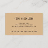 Rustige houten Wilderness Forest Vacation Rentals Visitekaartje (Achterkant)