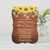 Rustige houten zonnebloemen Mason Jar Lights Kaart (Staand voorkant)