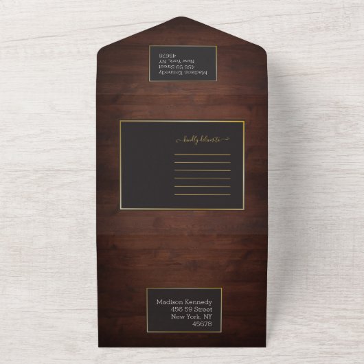 Rustige houtfab in één uitnodiging (Buitenkant)