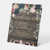 Rustige houtflora Fancy goud Reclamebord Met Voetstuk (Voorkant)