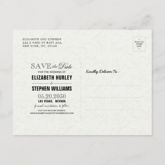 Rustige houtfloraallampjes opslaan datum aankondigingskaart (Achterkant)