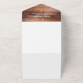 Rustige houtfotozonnebloem Weddenschap All In One Uitnodiging (Buitenkant)