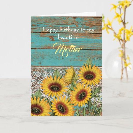 Rustige houtgele zonnebloemen Moederdag Kaart (Gele Bloem)