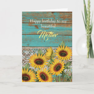 Rustige houtgele zonnebloemen Moederdag Kaart