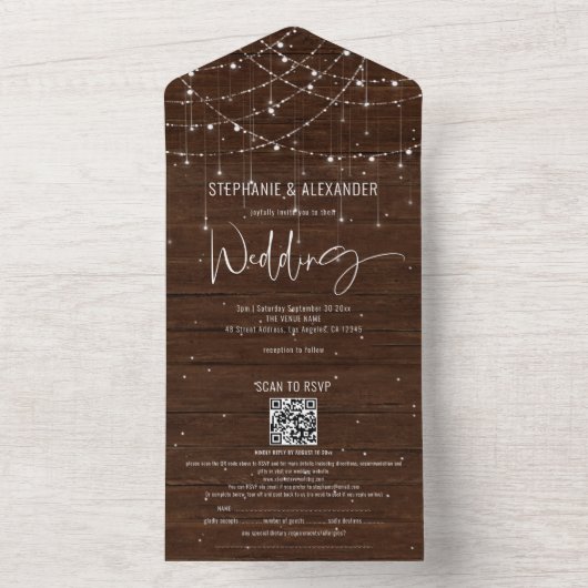 Rustige houtkoordlichten allen in één uitnodiging (Binnen)