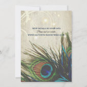 Rustige  houtmarine Turquoise Peacock Wedding Kaart (Achterkant)