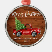 Rustige houtpenseel  Rood rondrek Metalen Ornament (Voorkant)