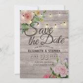 Rustige houtskoraallijnlampjes Weddenschap Opslagd Save The Date (Voorkant)