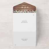 Rustige houtslijp en Lila platbinding van Floral All In One Uitnodiging (Buitenkant)