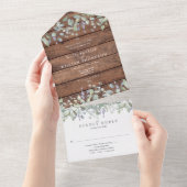 Rustige houtslijp en Lila platbinding van Floral All In One Uitnodiging (Afscheurbaar)