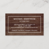 Rustige houtslijp Oogdokter Optometrist Visitekaartje (Achterkant)