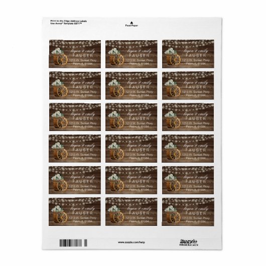 Rustige houtsloop en landbloemen etiket (Full Sheet)