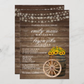 Rustige houtsloop en zonnebloembruiloft kaart (Voorkant / Achterkant)