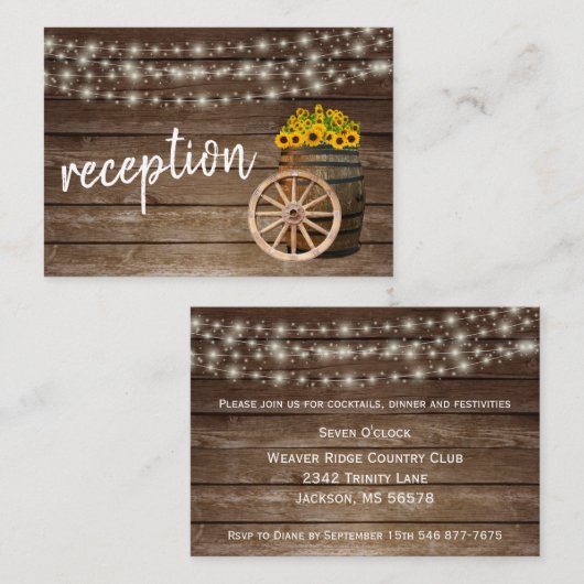 Rustige houtsloop en zonnebloemen - Ontvangst Informatiekaartje (Voorkant / Achterkant)