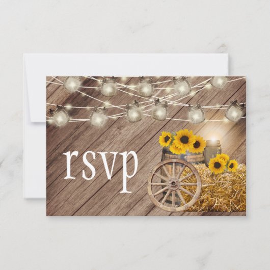 Rustige houtsloop en zonnebloemen - RSVP (Voorkant)