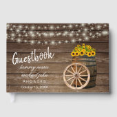 Rustige houtsloop met zonnebloemen Guestbook Gastenboek (Voorkant)