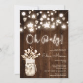 Rustige houtsnaarlampen mason jar Oh baby shower Kaart (Voorkant)