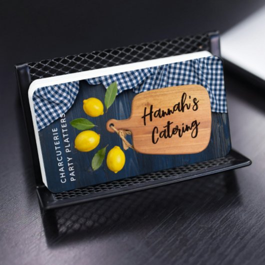 Rustige houtsnijplaat Citrus Cooking Script Bu Visitekaartje