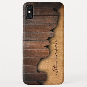 Rustige houtsplinterde houtkijk - Monogram naam iPhone XS Max Hoesje