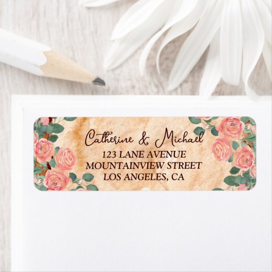 Rustige houtsresten Waterverf Roze Groen Etiket (Insitu)