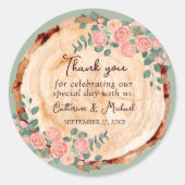 Rustige houtsresten Waterverf Roze Groen Ronde Sticker (Voorkant)