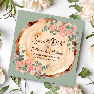 Rustige houtsresten Waterverf Roze Groen Save The Date