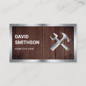 Rustige houtstaal Handyman automatisch reparatieme Visitekaartje (Voorkant)