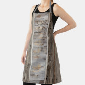 Rustige houttoon grijze monogram stripe Verticaal Schort (Insitu)