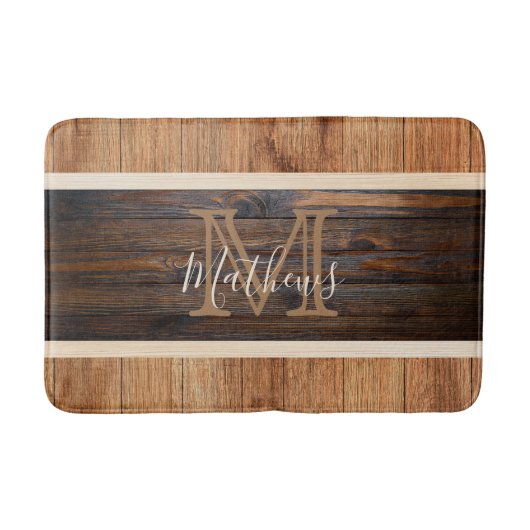 Rustige houttoonband Monogram Tan Badmat (Voorkant)