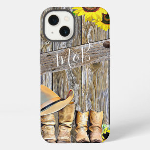 Rustige houtzonnebloemen, cowboylaarzen en Petten iPhone 13 Hoesje