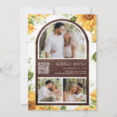 Rustige houtzonnebloemen Mason Jar QR Code Weddens Kaart (Achterkant)