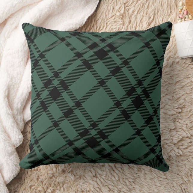 Rustige Hunter Green en Black Tartan Pset Kussen (Deken)