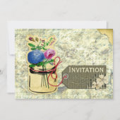 rustige hydrangea rozen mason jar nodigt uit kaart (Voorkant)