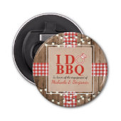 Rustige I Do BBQ Engagement Party-koppels — Shower Button Flesopener (Voorkant)