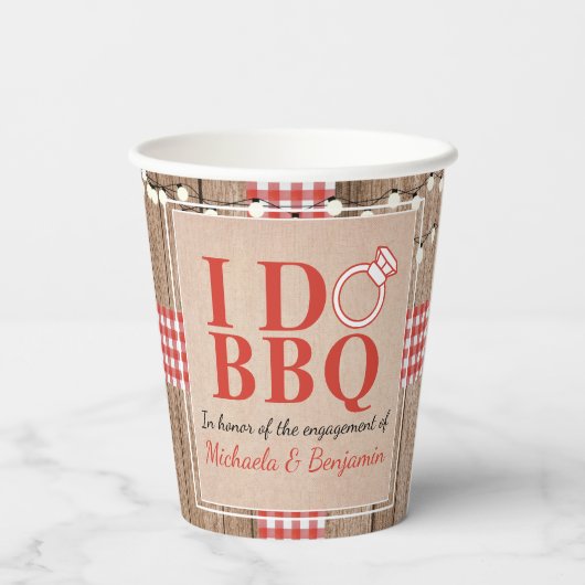Rustige I Do BBQ Engagement Party-koppels — Shower Papieren Bekers (Achterkant)