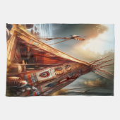 Rustige inheemse Indiase tipi bij een serene rivie Theedoek (Horizontaal)