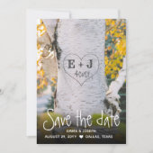Rustige Initialen 4ever Hart Carved Tree Wedding Kaart (Voorkant)