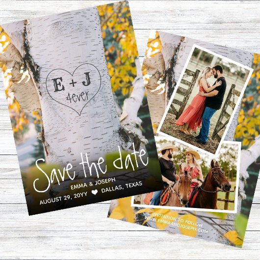 Rustige Initialen 4ever Hart Carved Tree Wedding Kaart