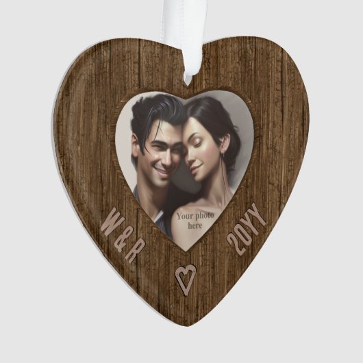 Rustige Initialen in hout - Harde foto met carved Ornament (voorkant)