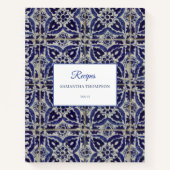 Rustige Italiaanse Azulejo Blue White Geometric Re Notitieboek (Voorkant)