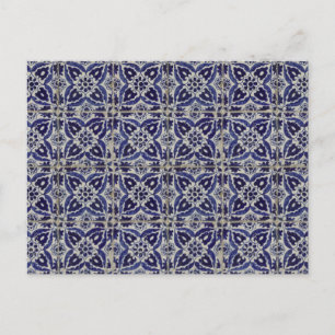 Rustige Italiaanse tegels Azulejo Blue White Geome Feestdagenkaart