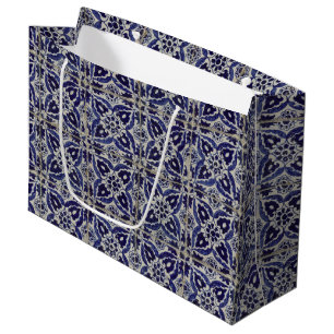 Rustige Italiaanse tegels Azulejo Blue White Geome Groot Cadeauzakje
