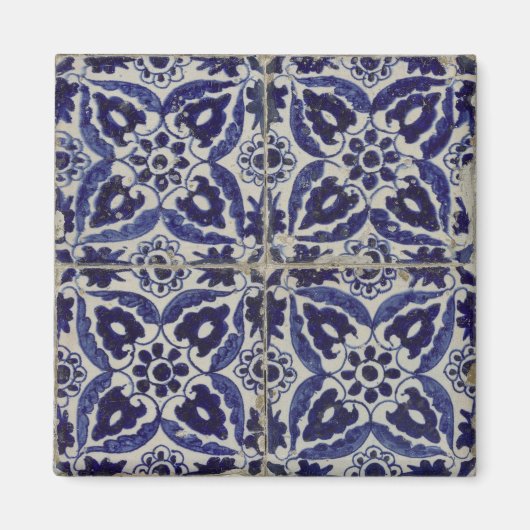 Rustige Italiaanse tegels Azulejo Blue White Geome Magneet (Voorkant)