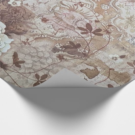 Rustige  ivoorbruine elastische bloemtypografie cadeaupapier (Hoek)