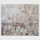 Rustige  ivoorbruine elastische bloemtypografie cadeaupapier (Vlak)