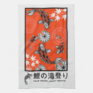 Rustige Japanse Karper Kunst Theedoek
