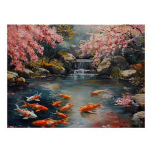 Rustige Japanse Tuin met Koi Pond Perfect Poster