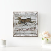 Rustige  jaskrabbit Hare Drawing White Wood Vierkante Klok (Huis)